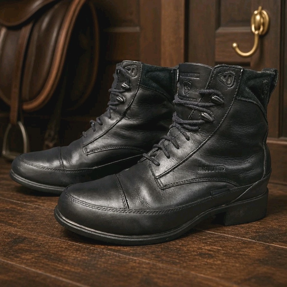 Ariat Women's 9 B Black Leather 200g Insulated Waterproof Paddock Lace Up Boots